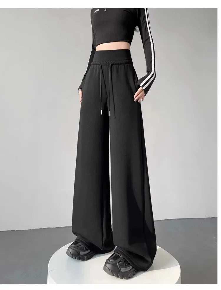 Elegant Women's Pants Palazzo Flared Wide Killer High Waist OL Ladies Career Long Trousers - Matrix-studios.com