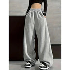 Solid Color Comfortable Wide Leg Pants with Elastic Waist Pocket, Casual Loose Fit for Autumn and Winter - Matrix-studios.com