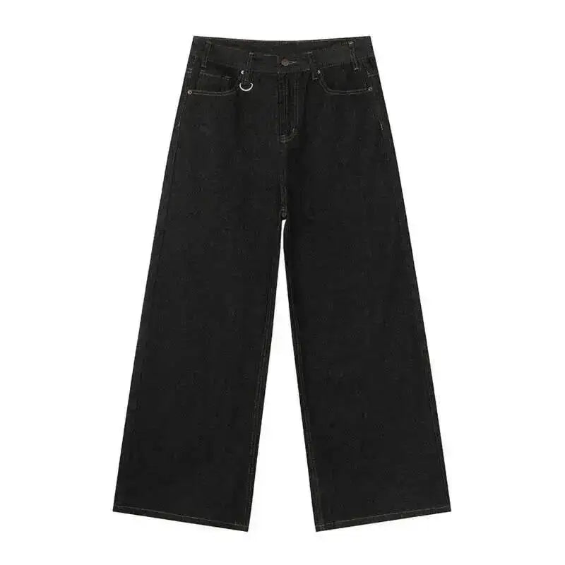 IEFB Men's Straight Denim Pants New Cleanfit Solid Color Korean Version Wide Leg Versatile Casual Jeans Trend New Autumn  9C1519 - Matrix Studios