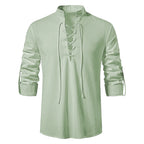 New Men's Casual Blouse Cotton Linen Shirt Tops Long Sleeve Tee Shirt Spring Autumn Slanted Placket Vintage Yoga Shirts - Matrix Studios