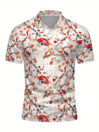 Japanese Cherry Blossom Pattern Polo Shirt For Men Women 3D Print T-Shirts Harajuku Street Short Sleeve Lapel Polo Tops Tees - Matrix-studios.com