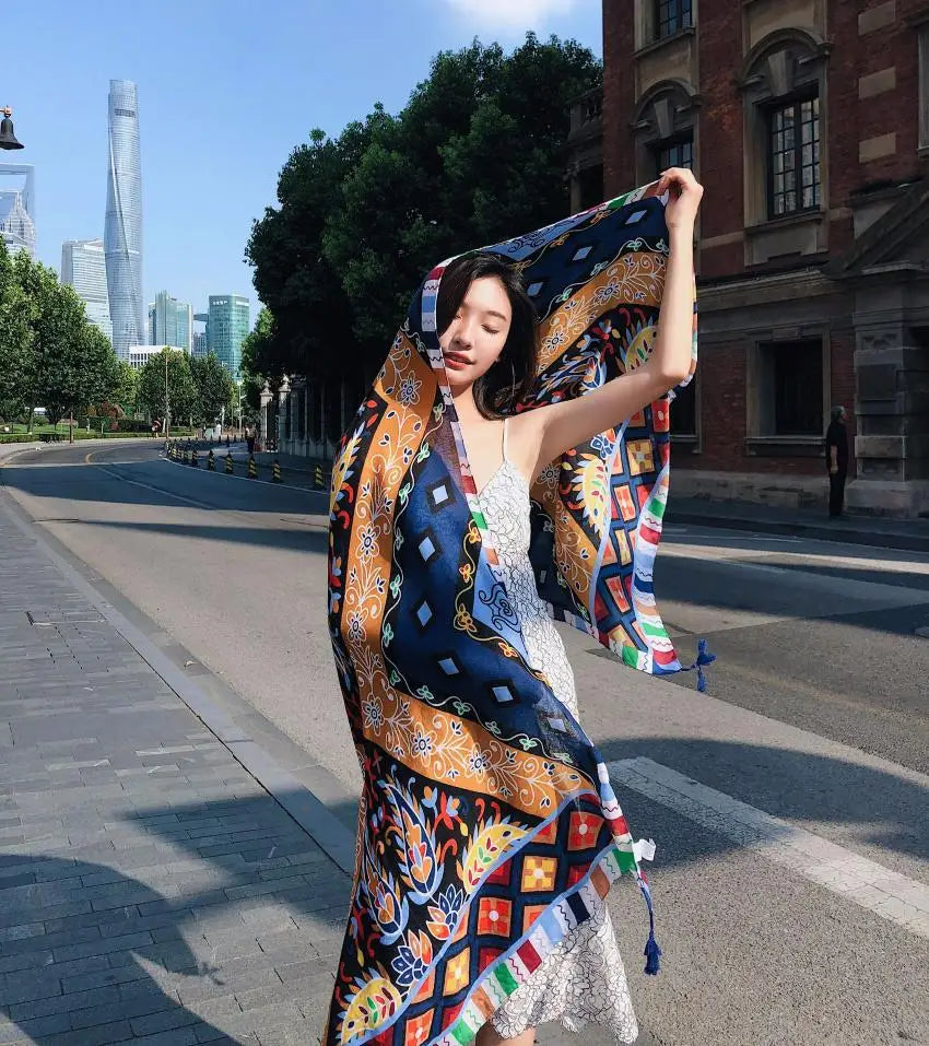 Hot New 90x180cm Twill cotton Pareo 2018 Summer Cover-Ups Rectangle Wrap Scarf Swimsuit Bikini Cover Up Autumn Beach Sarong Mats - Matrix Studios