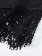 Elegant Patchwork Lace Women's Blouses Slim Lace Up O-neck Irregular Hem Female Top 2026 Spring Summer Lady All-matching Tops - Matrix-studios.com