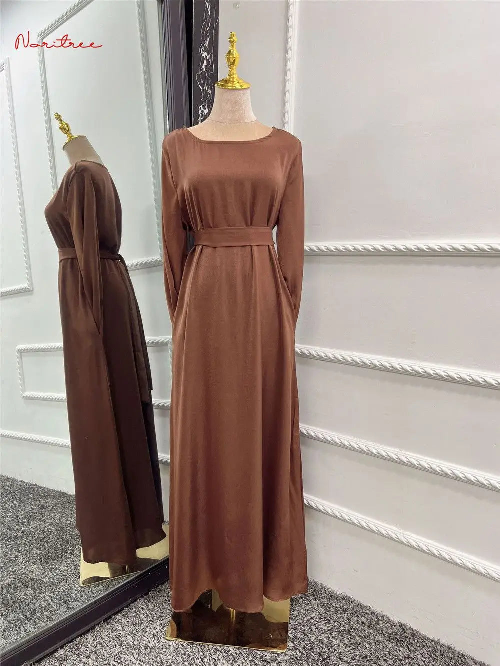 Fashion Sliky Djellaba Muslim Dress Dubai Full Length Flare Sleeved Soft Abaya Dubai Turkey Muslim Islam Robe WY921 - Matrix-studios.com