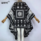 WINYI Women Summer Fashion Evening Party Beachwear Kuwait Bohemian Abaya Kaftan Puff Sleeve Sexy Elegant Beach Cover Up Dress - Matrix Studios