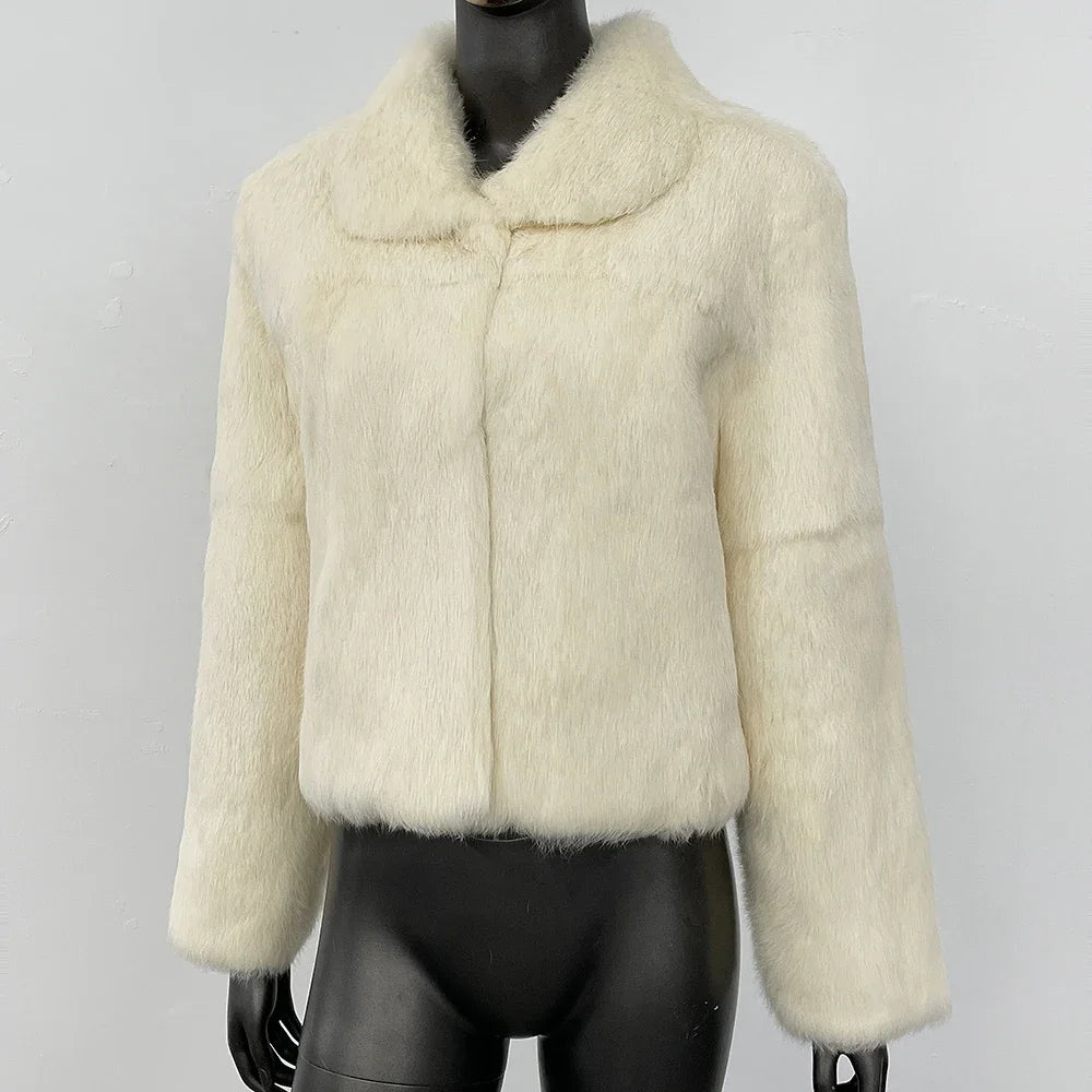 Natural Rabbit Fur Coat Women New Autumn Winter Female Real Fur 2025 Real Leather and Fur Women's Clothing Outerwear Lady Jacket - Matrix Studios