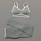 2Pcs HISTELLO Women's Seamless Yoga Fitness Set Ignite Sculpt Scrunch Leggings Strappy Halter Bra Gym Sports Fitness Outfit - Matrix-studios.com