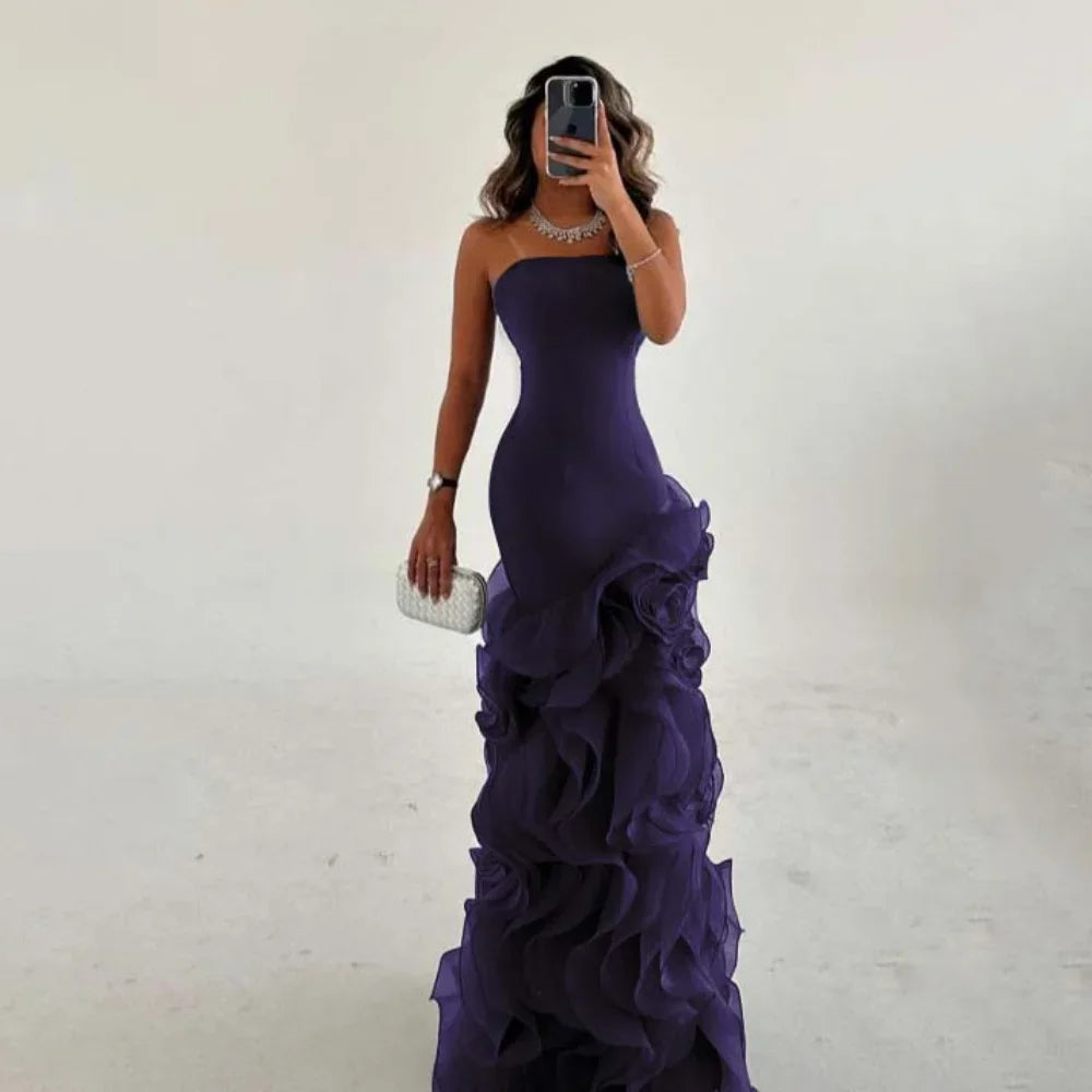 RFYR Asymmetrical Prom Gown Tiered Layers Party Dress for Women Mermaid Evening Dresses Formal Occasion Dresses Customized - Matrix Studios