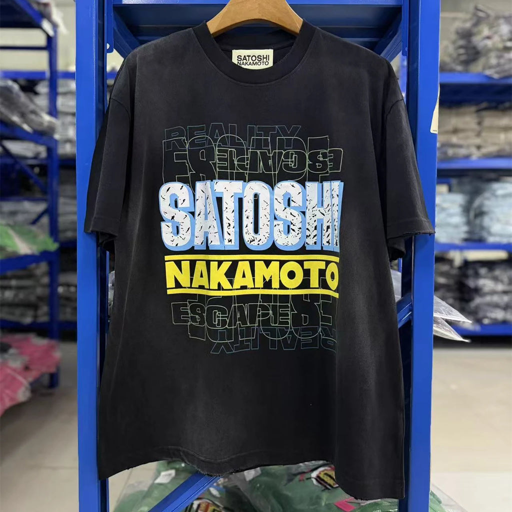 Washed Satoshi Nakamoto ESCAPE REALITY T Shirt Men Women Tee Tops T-Shirt - Matrix-studios.com