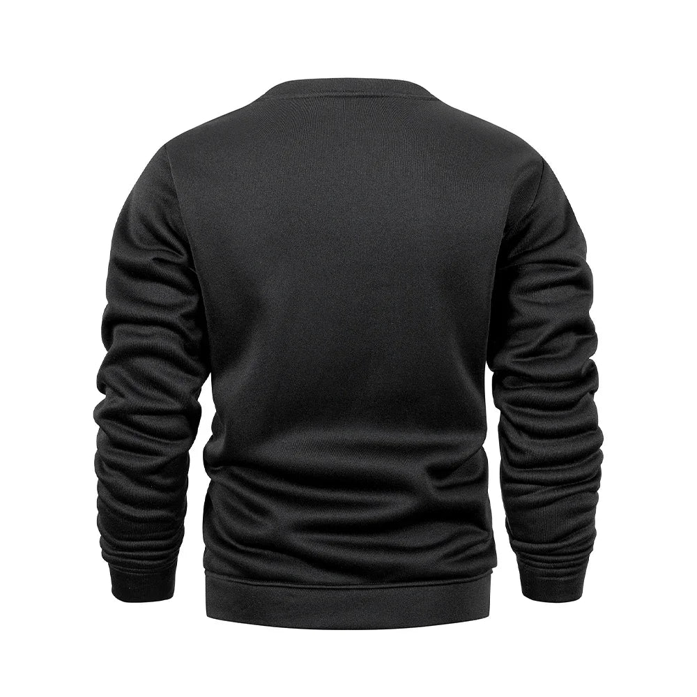 New Men's Sweater Spring Autumn Round Neck Long Sleeve Pullover Casual Sports Sweatshirt High Quality Solid Color Fleece Coat - Matrix Studios