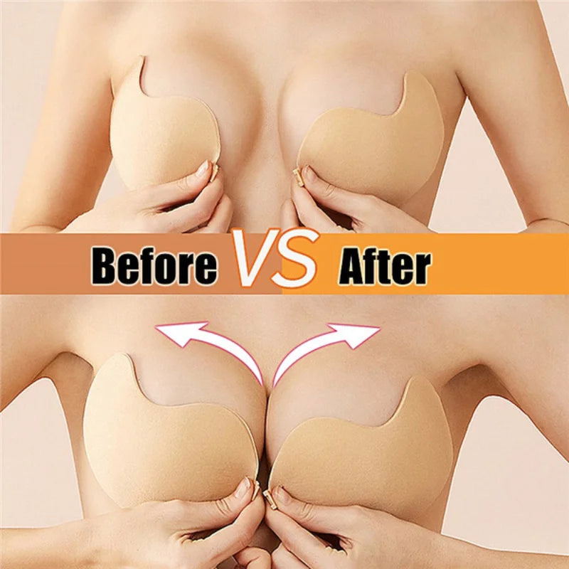 Invisible Push Up Bra for Women Backless Strapless Bra Seamless Front Closure Bralette Underwear Silicone Self-Adhesive Bra Pads - Matrix Studios