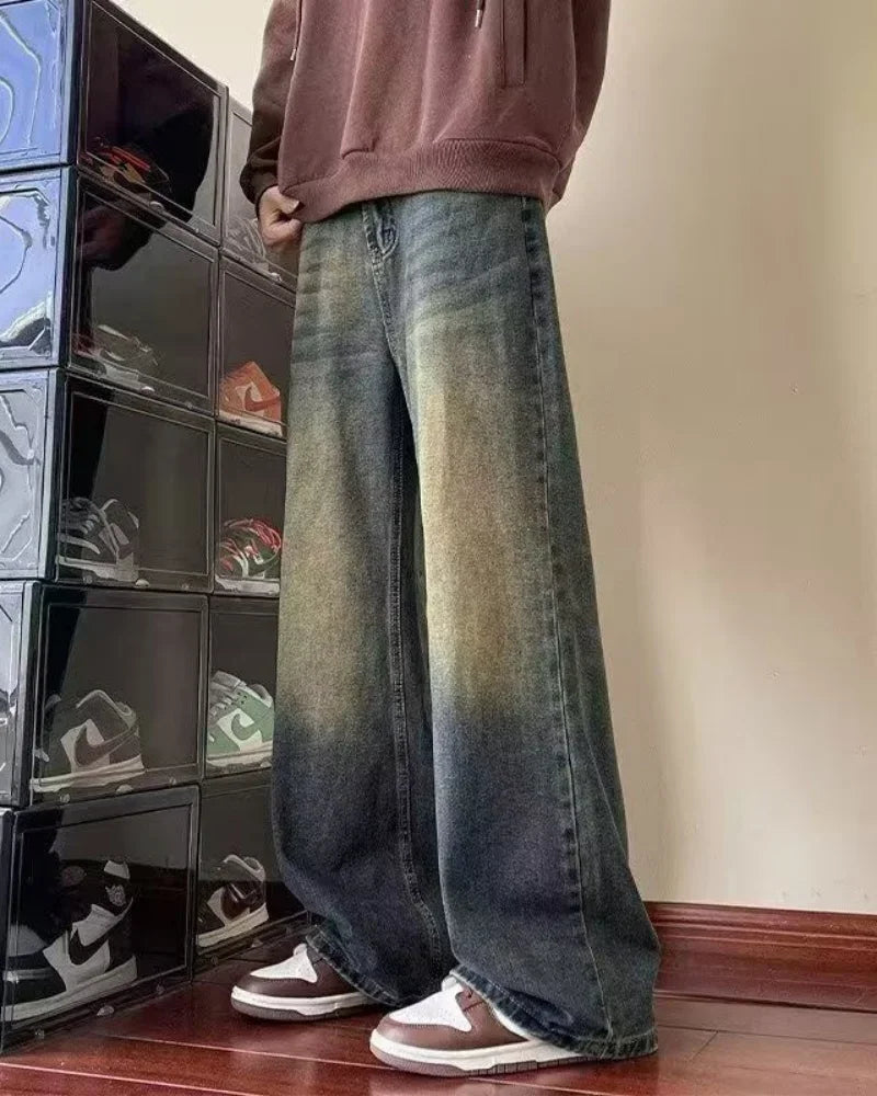 Men's Denim Pants Vintage Washing Wide Leg Loose Jeans Casual Straight American Style  Street Men Trousers Four Seasons New 2026 - Matrix Studios