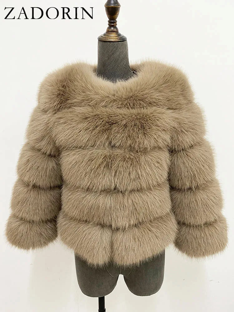 ZADORIN S-6XL Mink Coat Winter Black White Faux Fur Coat Woman Elegant Fluffy Faux Fur Jacket Top Short Fur Coats Woman Clothing - Matrix Studios