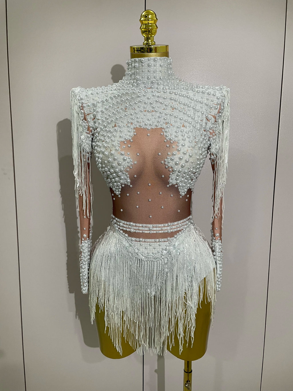 Women Sparkly Rhinestone Sequin Tassel Stretch Bodysuits 2025 New Arrival Birthday Party Nightclub Dj Stage Performance Costume - Matrix Studios
