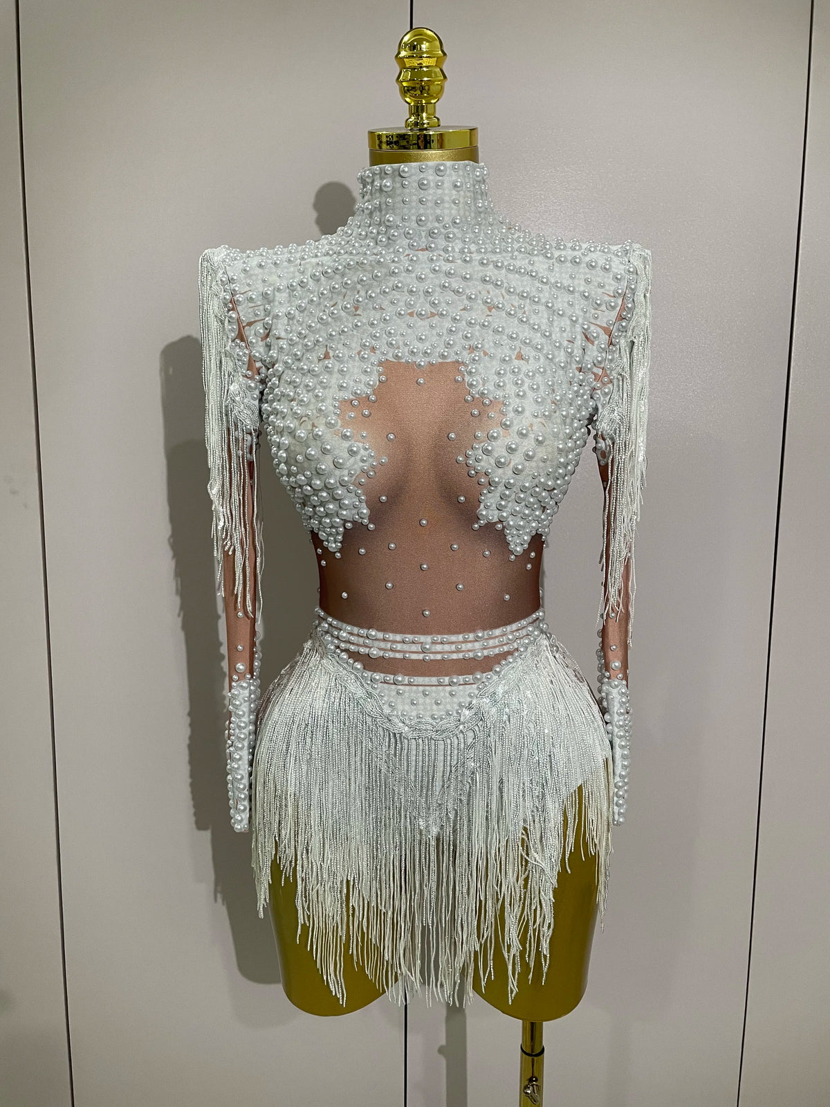 Women Sparkly Rhinestone Sequin Tassel Stretch Bodysuits 2025 New Arrival Birthday Party Nightclub Dj Stage Performance Costume - Matrix Studios