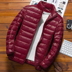 Men Parkas Down Cost Stand Collar Zipper Parka Outerwear Loose Cardigan Solid Pockets Spliced Winter Casual Long Sleeve - Matrix Studios