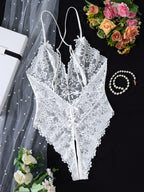 White Embroidered Lace Falafan Dress Set - Sexy Lingerie for Women - Sexy Bra Set with Strap Design on the Back 21077 - Matrix-studios.com