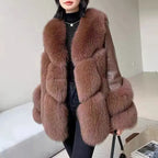 2024 Fox Fur New Coat Winter Jacket Women Natural Real Fur Genuine Leather Luxury Outwear Locomotive Thick Warm Female Down Coat - Matrix Studios