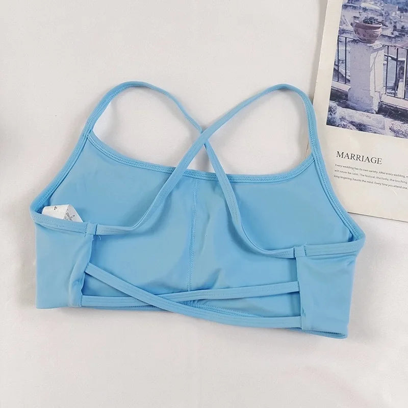 Colorful Strappy Yoga Bra with Sexy Criss Cross Back - Light Support, Quick Dry, Perfect for Summer Workout & Layering - Matrix Studios