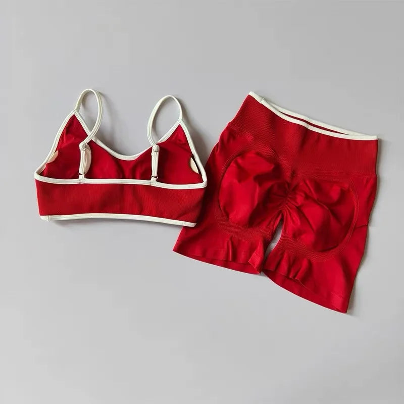Fitness Suit, Women's Suspender, Contrasting Color Bra, Sports Shock-absorbing Speed Drying Pants, Breathable Yoga Suit - Matrix-studios.com