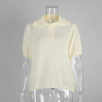 Tornova Knitted Short Sleeve T shirt Women's Polo Fashion Hollow Thin Sweater Top 2025 Summer New Casual Female Solid Knitwear - Matrix-studios.com
