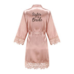 Bridesmaid Robes Rose Gold Bride Robe Wedding Bridesmaid Gift Satin Lace Robe Bridal Dressing Gown Bachelorette Party Pajamas - Matrix-studios.com