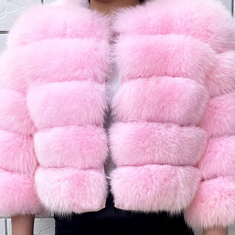 High Quality Fur Coat Women 100% Real Fox Fur Jacket Women's Fall/Winter Luxury Short Natural Fox Fur Coat Leather Jacket - Matrix Studios
