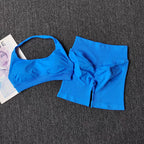 2 Pieces Yoga Suit for Women Seamless Fitness Gym Clothes Halter Sports Bra Matching Shorts Workout Sets Gym Set Outfit - Matrix-studios.com