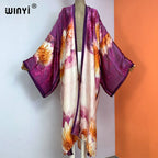 WINYI Summer New Fashion Print Women Cardigan Loose Long Dress Elegant Party Boho Maxi Beach Holiday Cover Up Kimonos Kaftan - Matrix Studios