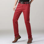Men's Jeans Pure White Fashion Elastic Slim Youth Slimming Straight Leg Male Pants Business Casual Middle Age High End Trousers - Matrix Studios