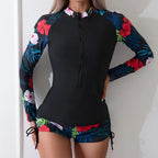 New Long Sleeve Swimwear Zipper Two Piece Bikinis Print Surfing Separate Swimsuit Swimming Suits High Neck Bathing Suit - Matrix-studios.com