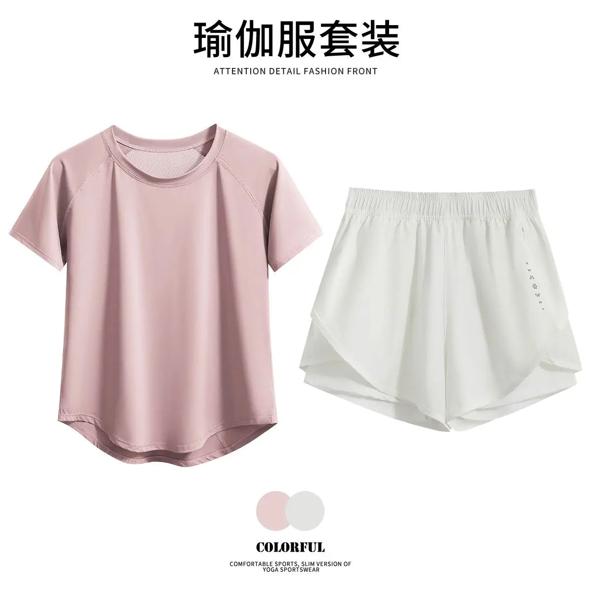 DRUR 2pcs Gym Set Women Summer Sportswear Outfit 2 Piece Short Sleeve Sports Shirt Shorts Sets Jogging Suit Female Tracksuit New - Matrix-studios.com