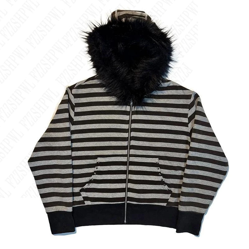 Millennial Y2K Vintage Spice Girl Slim Waist Pink Zipper Hooded Hoodie Jacket Female Autumn/Winter Design Sense Woolly Hat - Matrix Studios