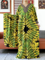 2026 Long Sleeve Embroidered V-Neck Cotton Women Loose Abaya Boho Maxi Dress Casual Fashion Dress African Vestidos - Matrix-studios.com