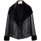 Autumn 2026 Winter New Fur One Leather Jacket Women's Overcoat Thicke Warm Leather Parka Coat Spliced Fashion Slim Fur Jacket - Matrix Studios