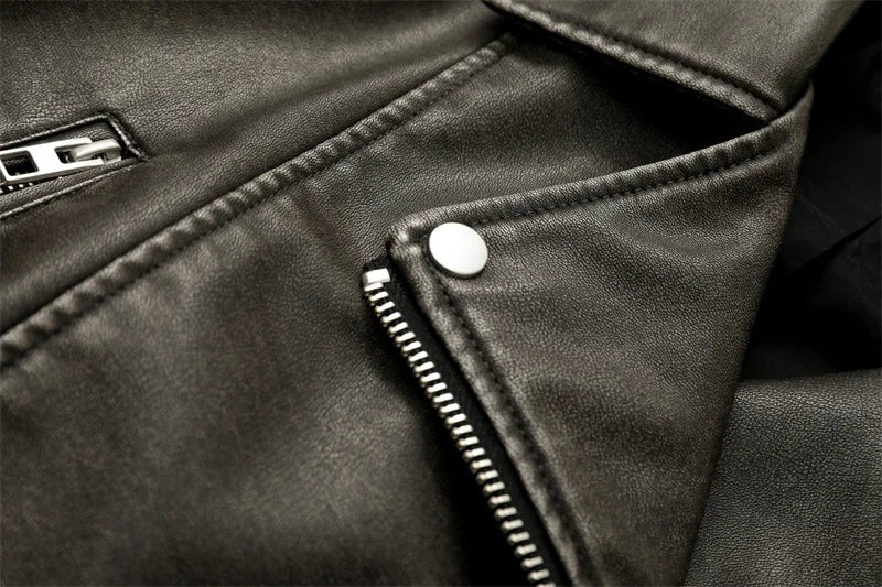2025New Coal graysty le Women's washed leather jacket with belt, short coat with downgraded zipper and vintage lapel jacket - Matrix Studios