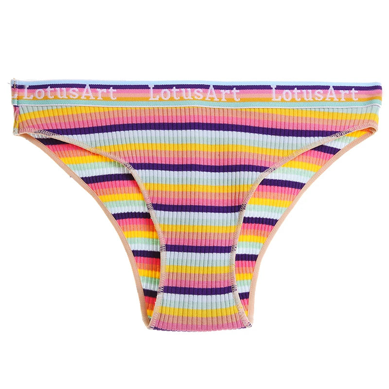 BZEL Women's Panties Colorful Striped Women Underwear Letter Cotton Female Briefs Comfortable Lingerie Breathable Ladies Pantys - Matrix Studios