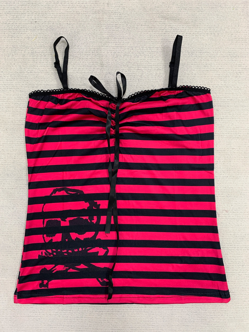 Millennial Style Y2K Skull Lace Bow Striped Halter Top Punk Goth Harajuku Style Top Summer Spice Girls Aesthetic Slim Streetwear - Matrix-studios.com