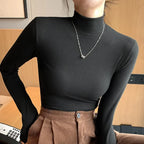 2025 New Knitted Half-turtleneck Pullovers Women Bottom Shirts Sweater Jumper Elegant Korean Fashion Long-sleeved Tops Knitwear - Matrix Studios