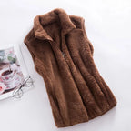 2026 Autumn Winter Polar Fleece Vest Women Coat High Collar Zipper Sleeveless Jacket Warm Coral Velvet Vest Female Waistcoat 4XL - Matrix Studios