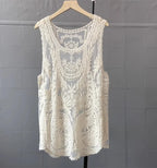 Boho Beach Cover-up Sexy Sleeveless Blouse Shirt Women Lace Top Summer Mini Vestidos Floral Embroidery T-Shirts Tank Tee Shirts - Matrix Studios