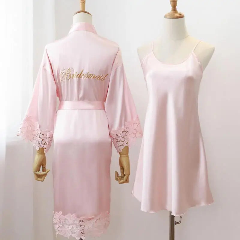 Sexy Women Home Dressing Gown Intimate Lingerie Lace Bride Wedding Robe Set Nightwear Casual Sleepwear Kimono Bathrobe Gown - Matrix-studios.com