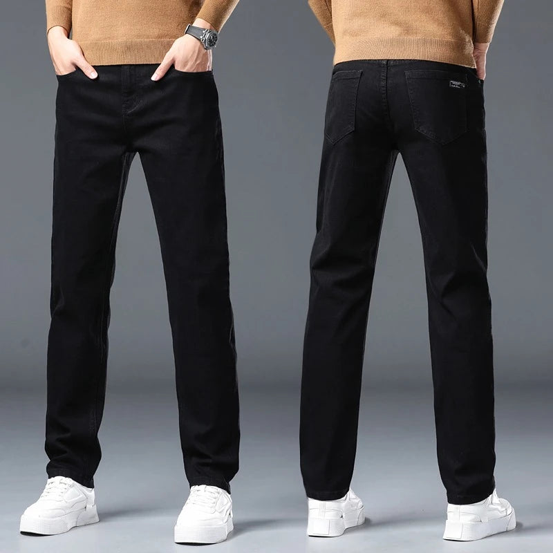 Men's New Stretch Straight Jeans Business Versatile Trendy Youth Casual Regular Long Pants for Spring Autumn Male Denim Trousers - Matrix Studios