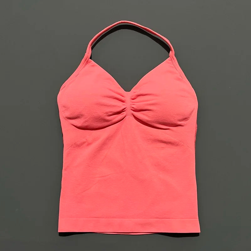 Women Solid Color Yoga Sports Tank Top Sleeveless Quick Dry Breathable Elastic Slim Fit Gym Workout Running Fitness Soft Skin - Matrix-studios.com