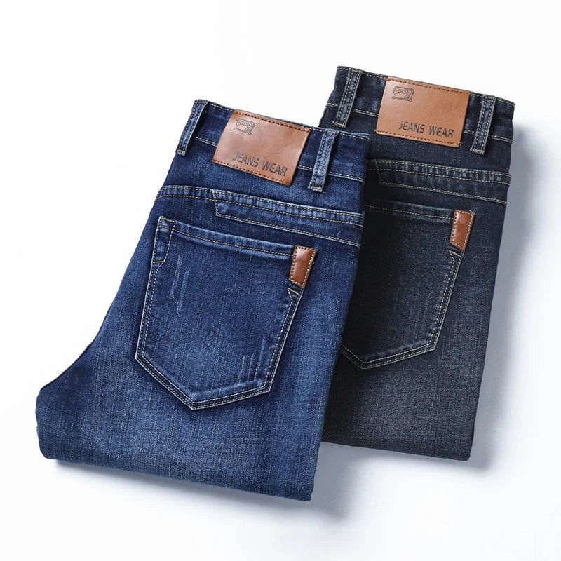 Men's New Korean Version Is Soft And Comfortable Stretch Regular Fit Jeans Fashion Casual Cotton Business Black  Denim Pants - Matrix Studios
