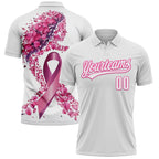 Breast Cancer Awareness Customized Polo Shirt Unisex Custom Name Number Loose Lapel Short Sleeve Golf Shirts Summer Outdoor - Matrix-studios.com