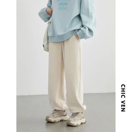 CHIC VEN Women's Pant Loose Casual New High Waist Fleece Pant Thick Plush Warm Female Sports Trousers Autumn Winter 2023 - Matrix-studios.com