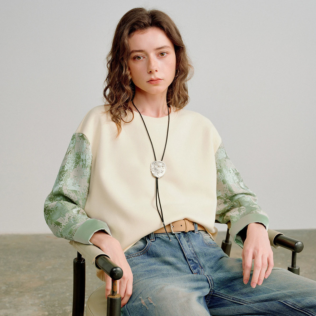 TOYOUTH Women Hoodies 2026 Spring New Fake Two-Piece Splicing Jacquard Casual Sweatshirt Tops - Matrix Studios