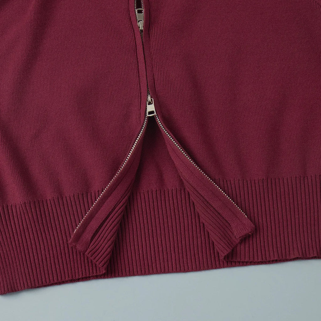 Bornladies Women's New Knit Zip Up Cardigan Wide Leg Pants Set Soft Fabric Cropped Elastic Waist Autumn Winter Fashion Sweater - Matrix-studios.com