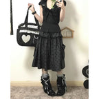 2000 Aesthetic Gray Design Polka Dot Skirt Women New American Retro Cute Skirts Female A-line Hottie Lace Korean Popular Clothes - Matrix-studios.com